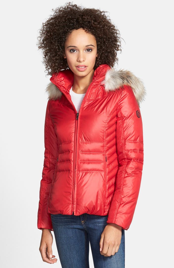 GUESS Quilted Puffer Jacket with Removable Faux Fur Trim (Online Only ...