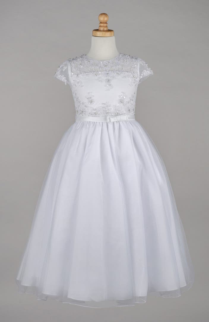Lauren Marie Beaded Lace Bodice First Communion Dress (Little Girls ...