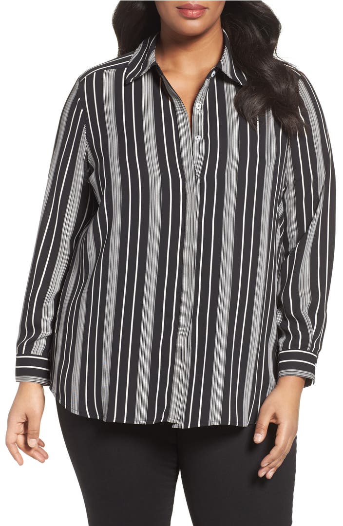 Foxcroft Stripe Shirt (Plus Size) | Nordstrom