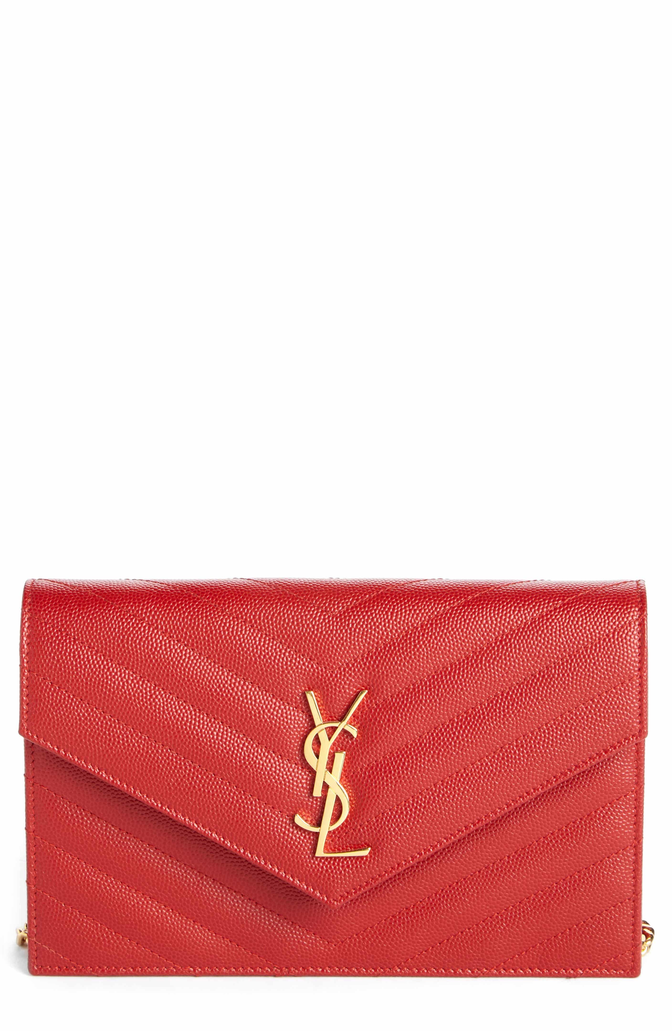 Saint Laurent 'Small Mono' Leather Wallet on a Chain | Nordstrom
