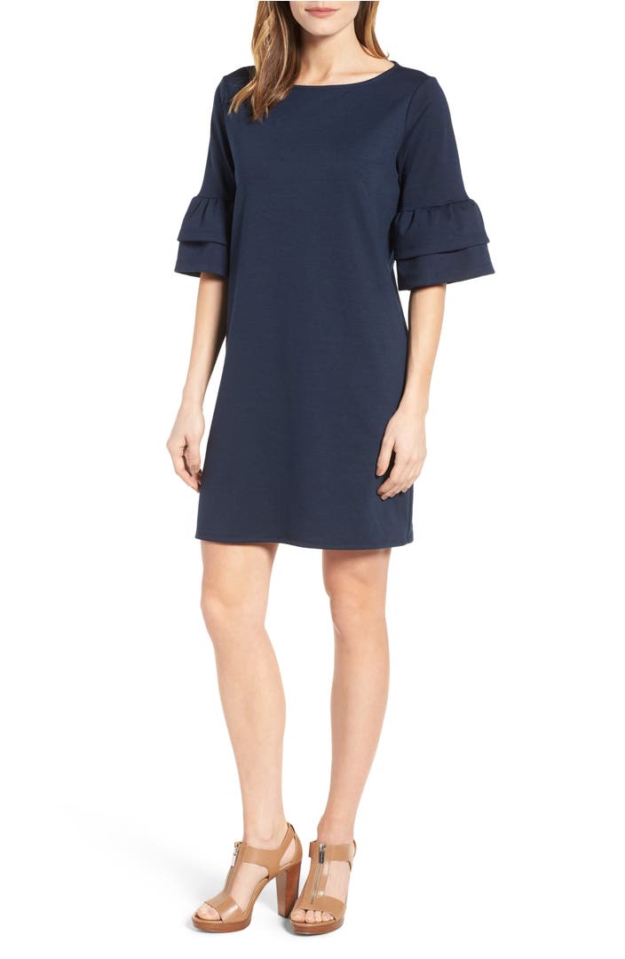 Halogen® Ruffle Sleeve Shift Dress (Regular & Petite) | Nordstrom