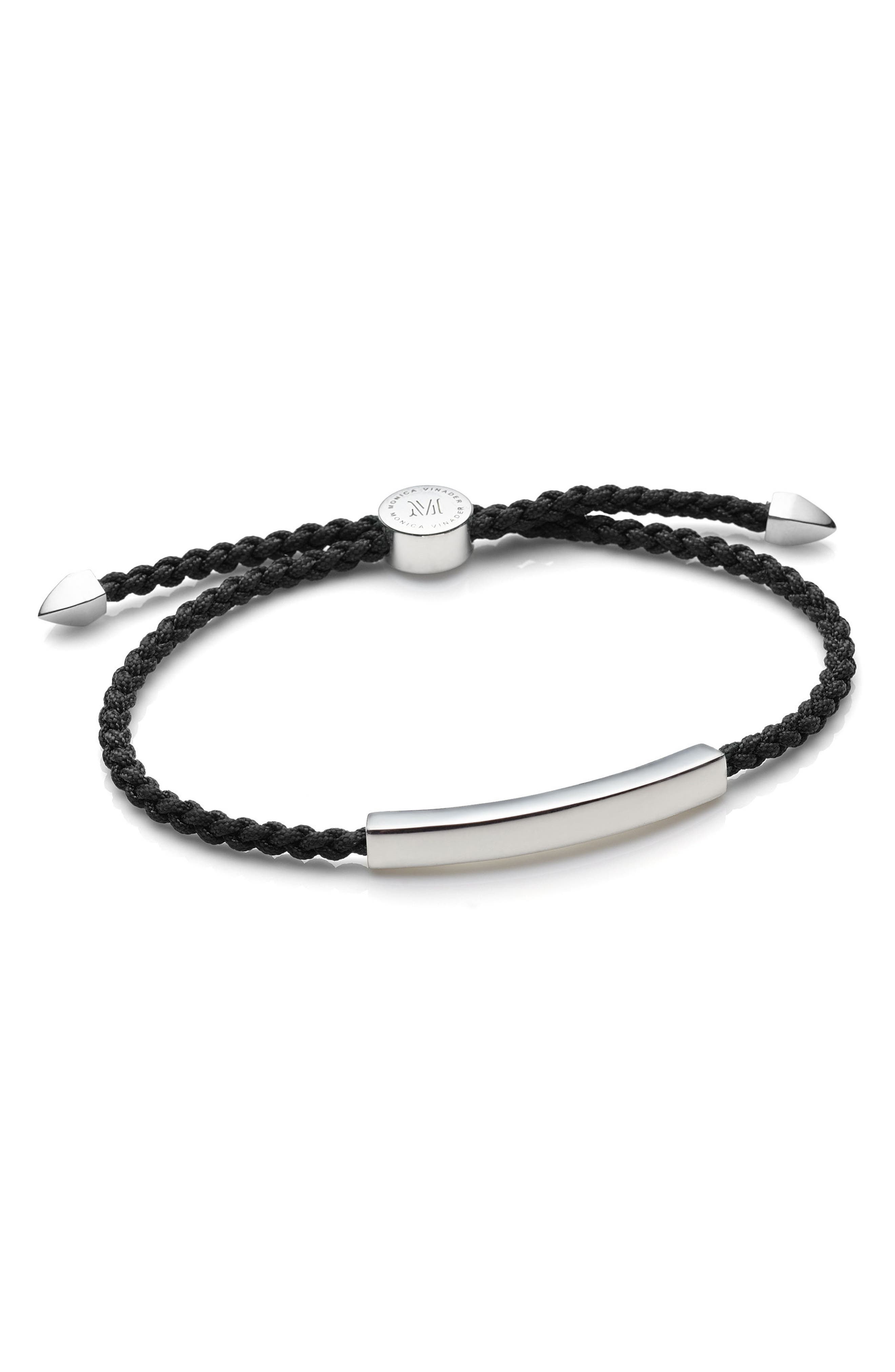 Monica Vinader Linear Friendship Bracelet In Silver/ Denim Blue | ModeSens