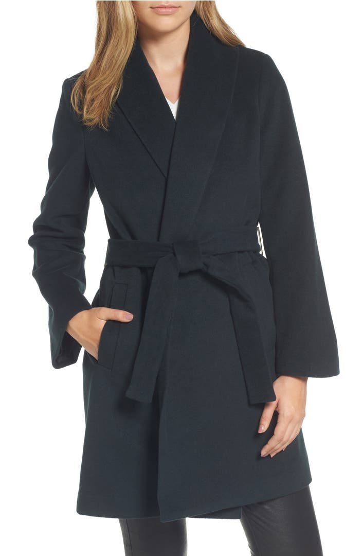 Tahari Gabrielle Wool Blend Long Wrap Coat | Nordstrom