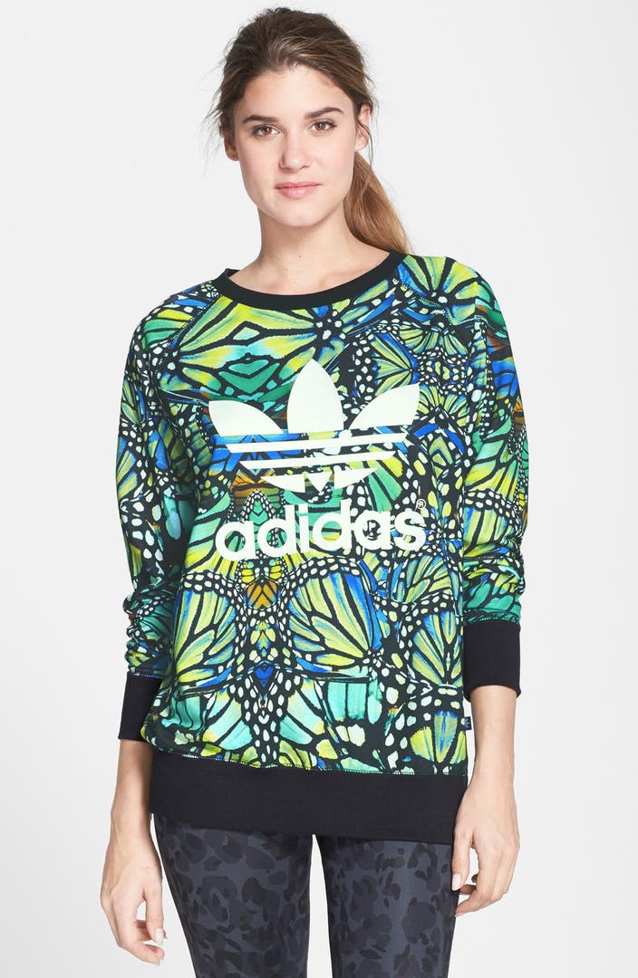 adidas 'Rave' Butterfly Print French Terry Sweatshirt | Nordstrom