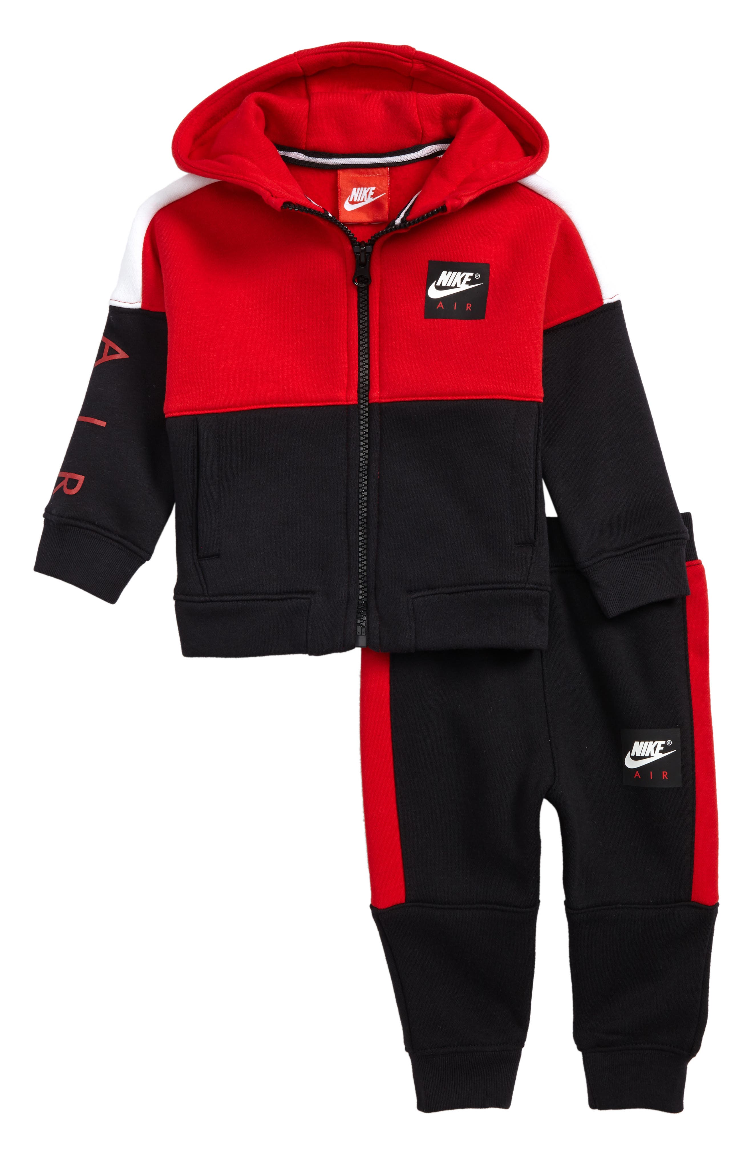 red and black nike suit