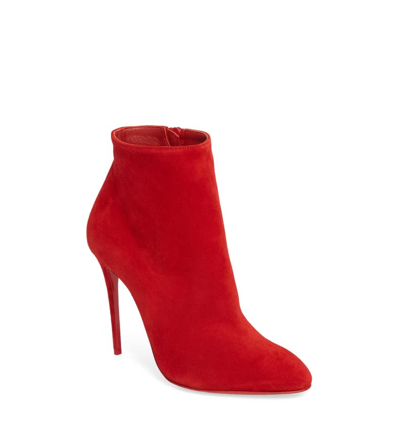 Christian Louboutin Eloise Suede Red Sole Booties In Loubi Red | ModeSens