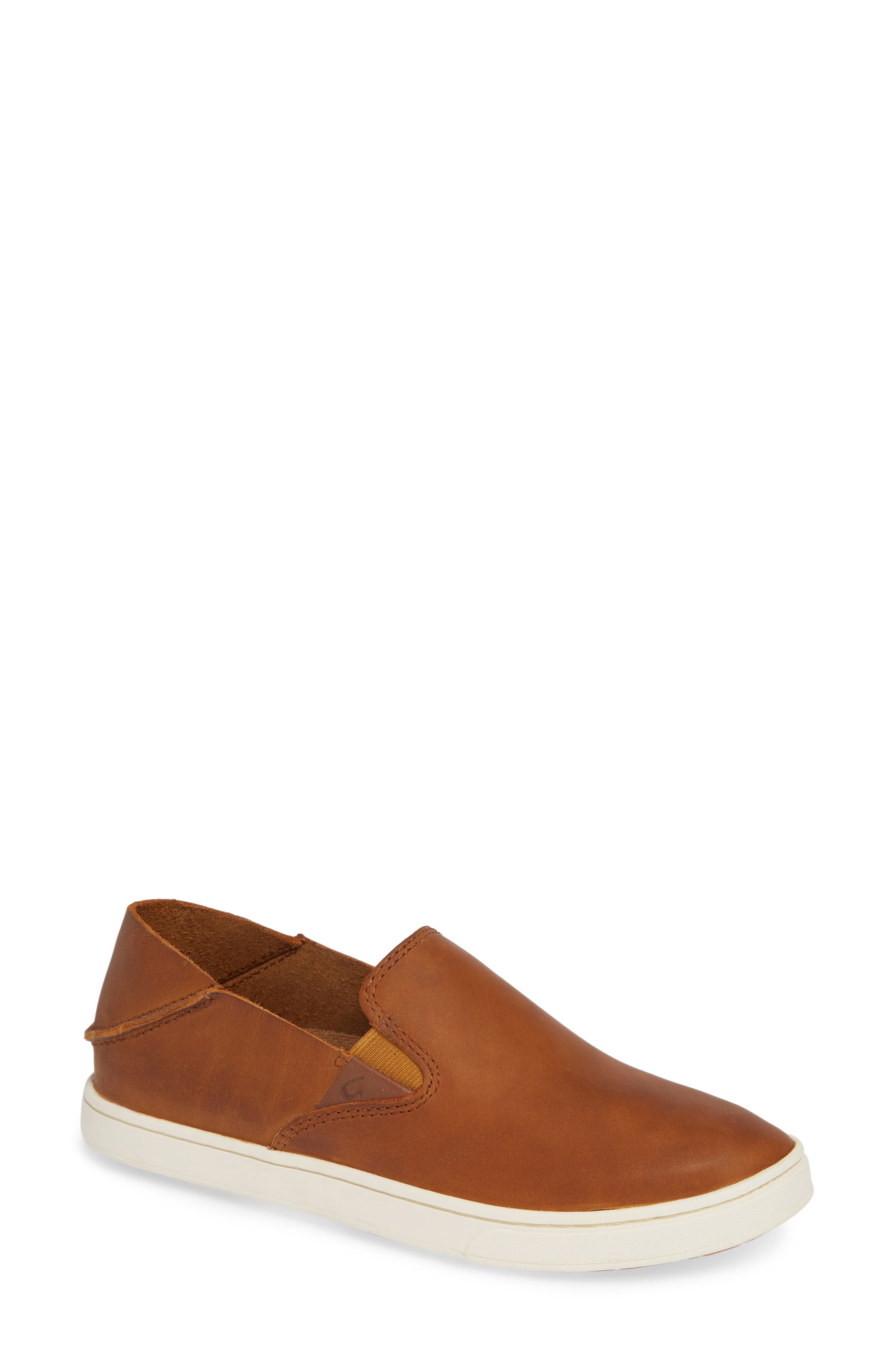 womens tan leather slip on sneakers