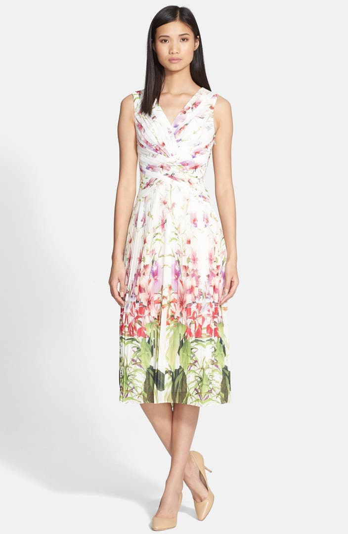 Ted Baker London 'Risha Mirrored Tropics' Pleated Dress | Nordstrom