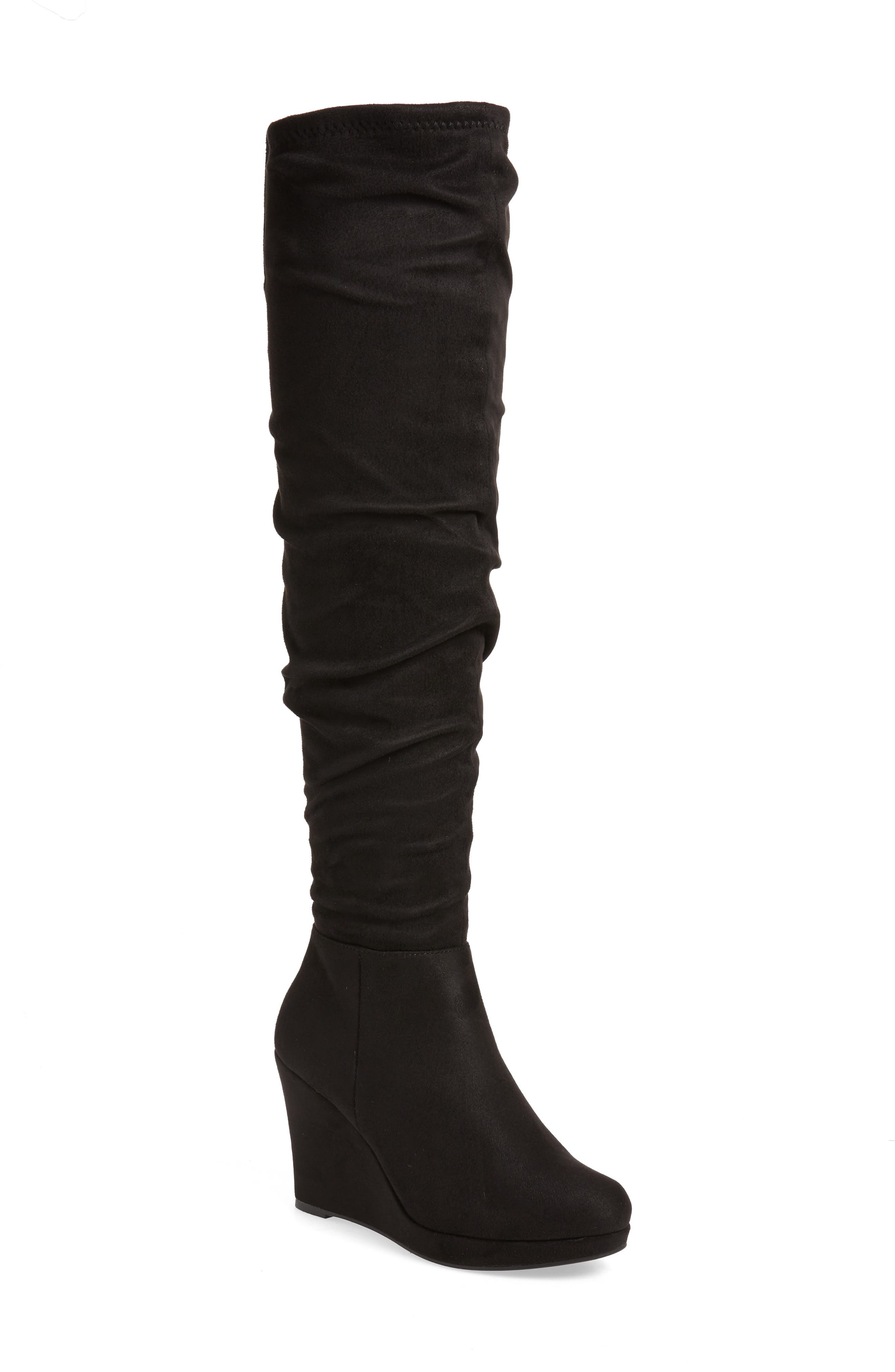 wedge over the knee high boots