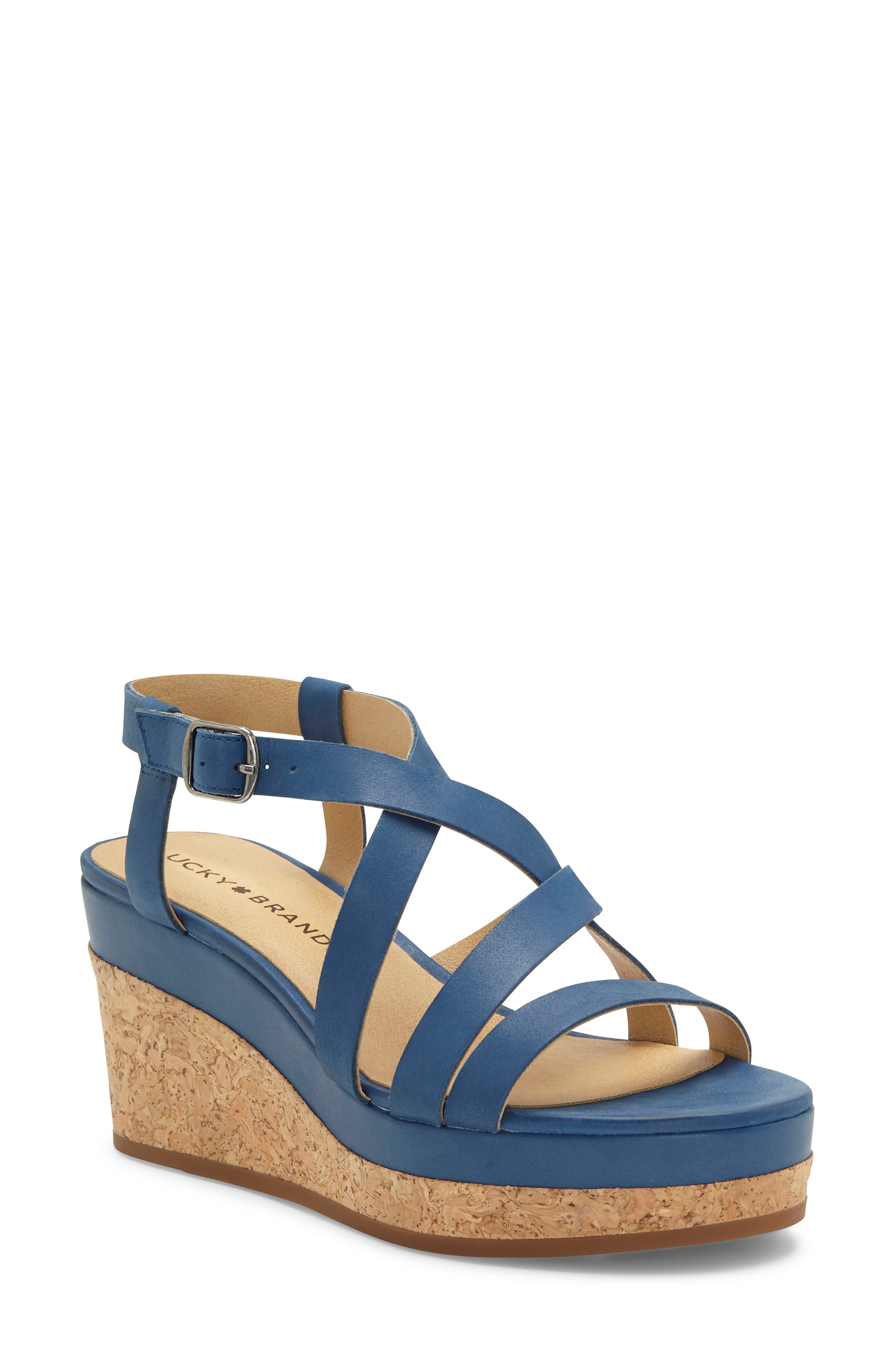 lucky brand navy wedges