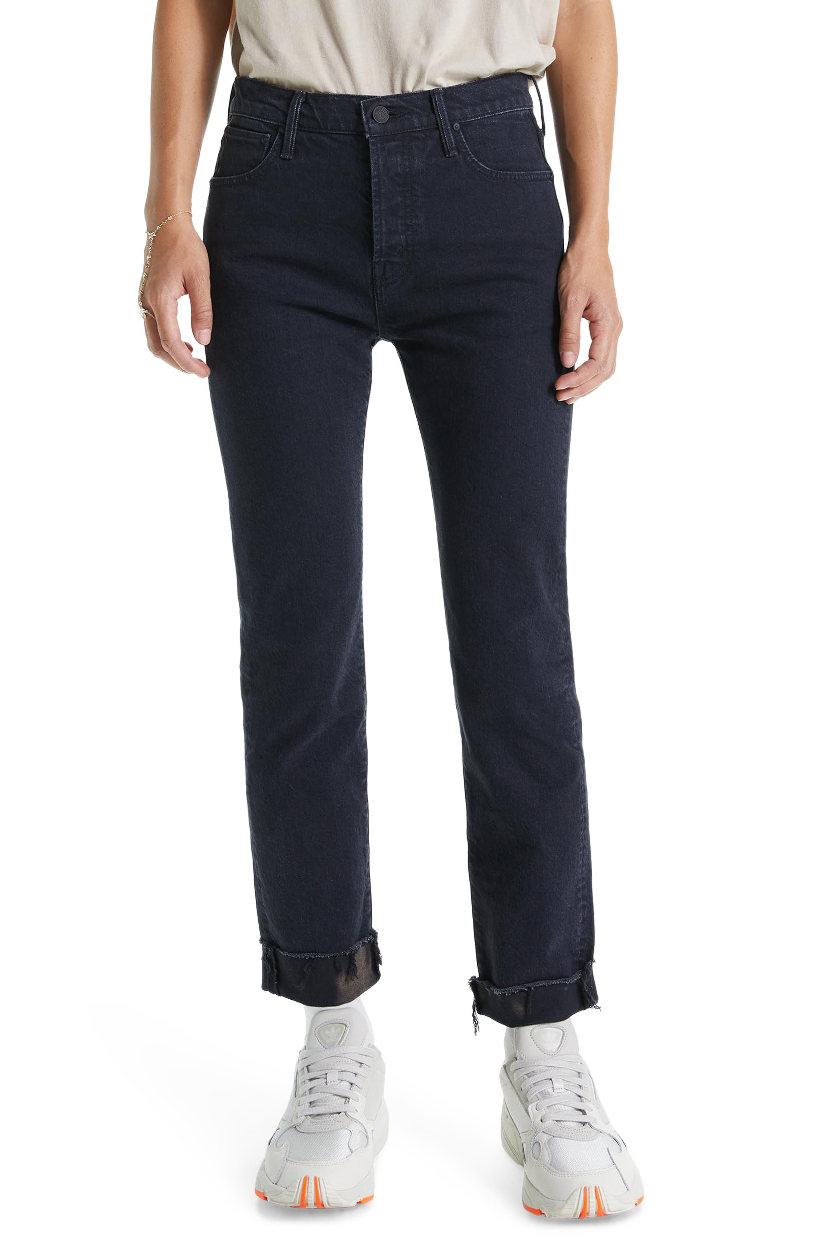 mother black jeans with white stripe