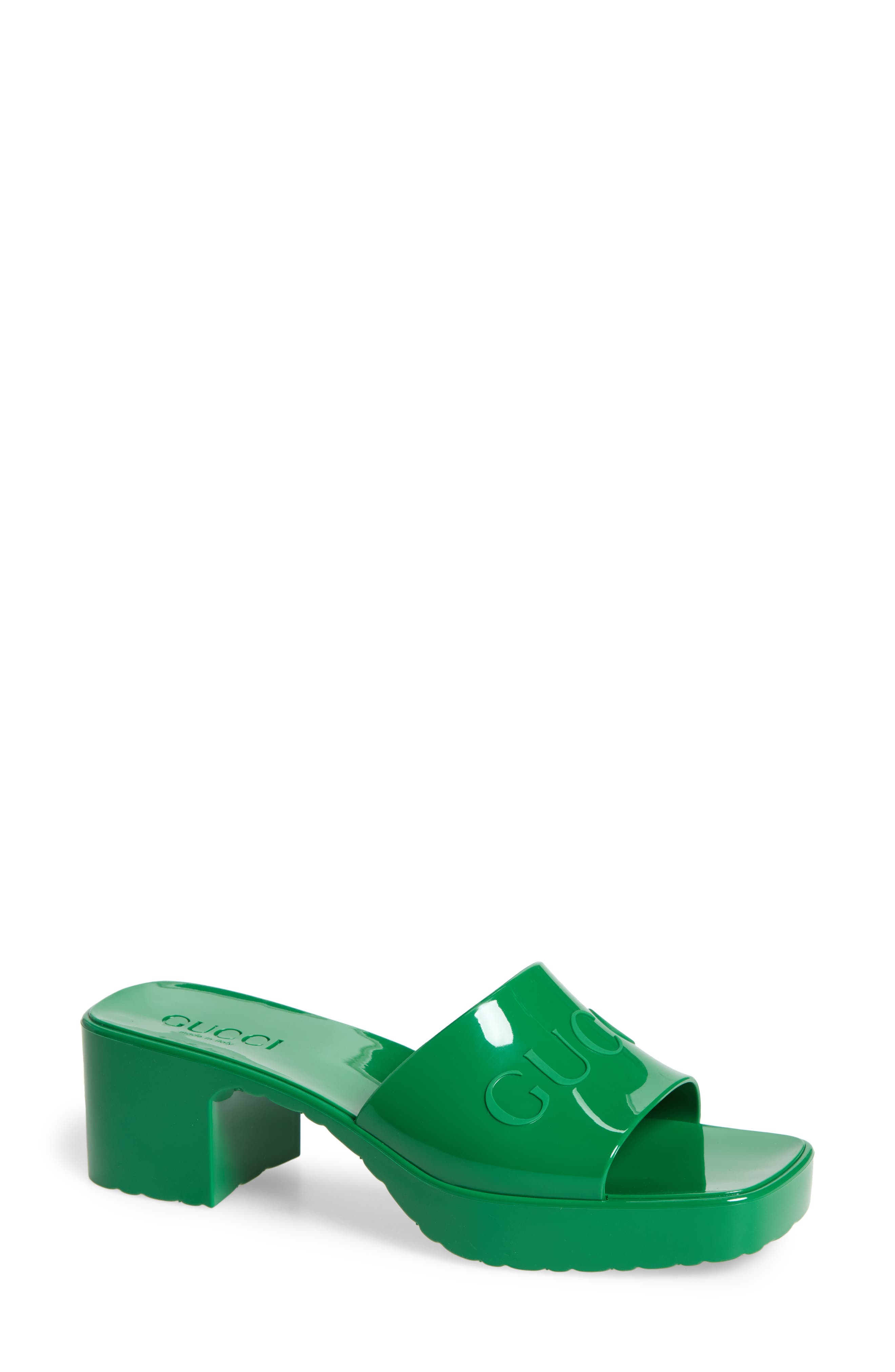 emerald green block heels