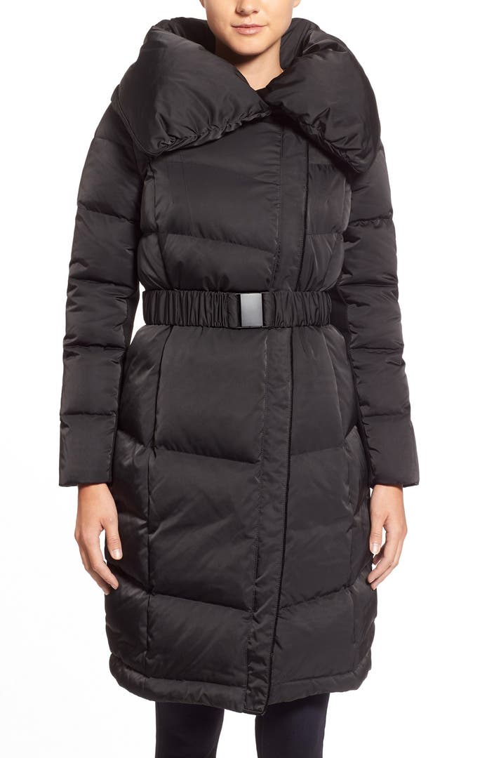Vera Wang Coat 'Eva' Pillow Collar Long Asymmetrical Down Coat | Nordstrom