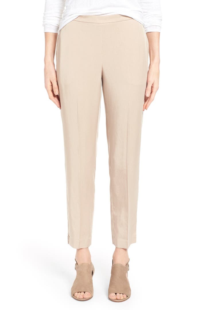 Eileen Fisher Tapered Lightweight Twill Ankle Pants (Regular & Petite ...