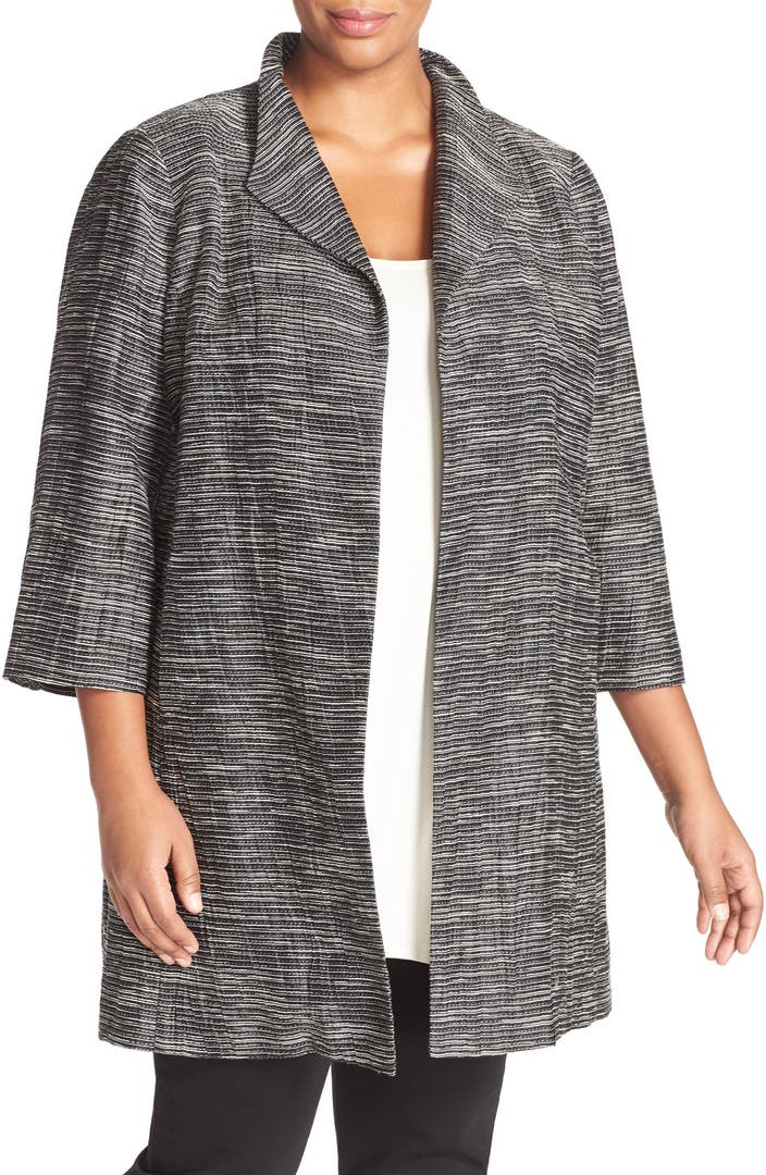 Eileen Fisher Long Linen Blend Jacket (Plus Size) | Nordstrom