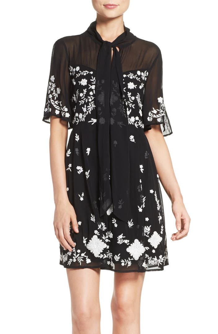 French Connection 'Midnight Garden' Embroidered Woven Fit & Flare Dress ...