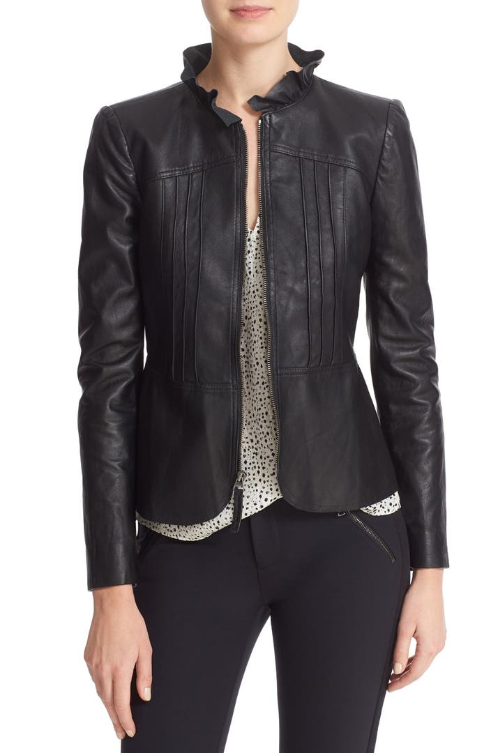 Rebecca Taylor Ruffled Leather Jacket | Nordstrom