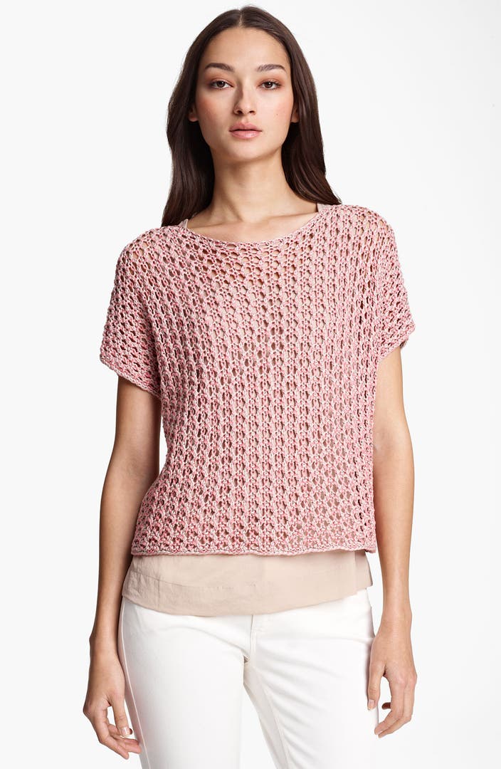 Fabiana Filippi Layered Cotton & Crochet Knit Top | Nordstrom