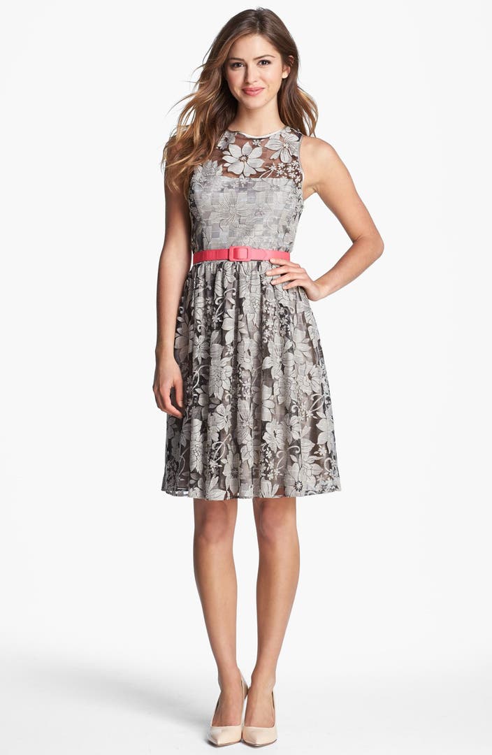 Eliza J Textured Lace Fit & Flare Dress | Nordstrom