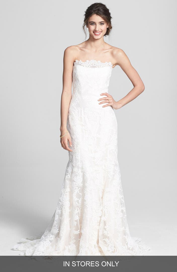 Legends by Romona Keveza Fluted Lace Silk Gown (In Stores Only) | Nordstrom
