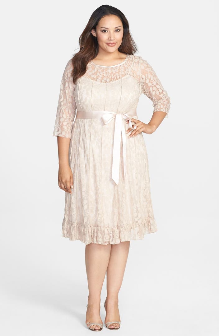 Jessica Howard Pintuck Floral Lace Dress (Plus Size) | Nordstrom
