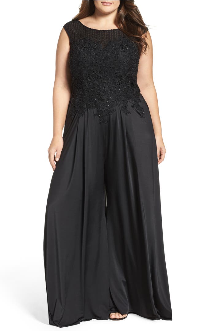 Mac Duggal Lace Appliqué Jumpsuit Plus Size Nordstrom