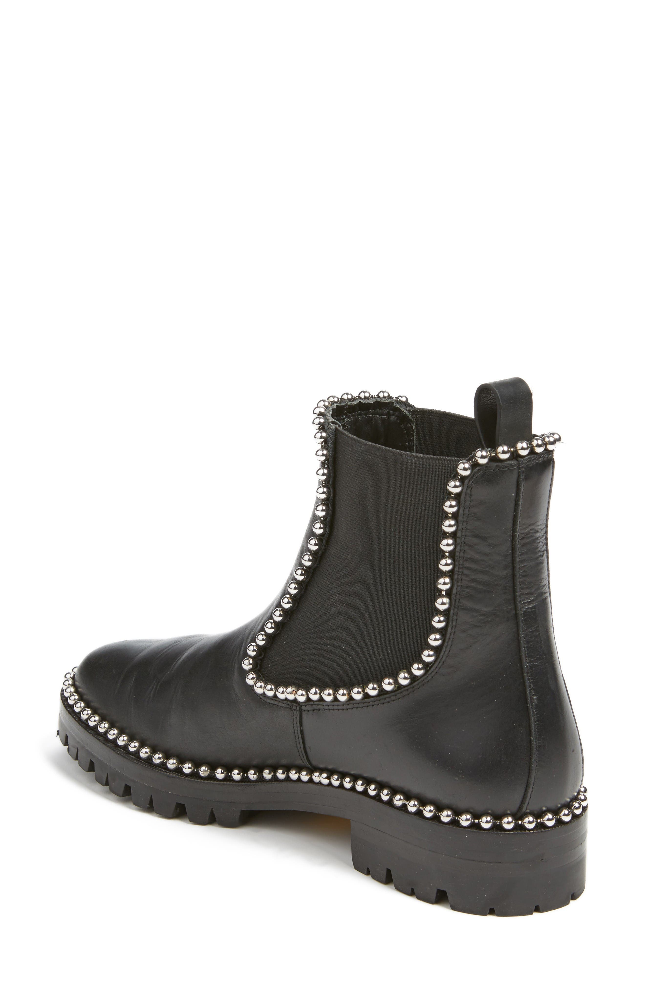 ALEXANDER WANG SPENCER BALL CHAIN-TRIMMED LEATHER CHELSEA BOOTS, BLACK ...