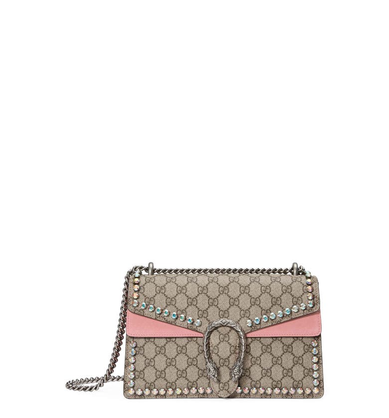 Gucci Small Dionysus Crystal Embellished GG Supreme Canvas & Suede Shoulder Bag | Nordstrom