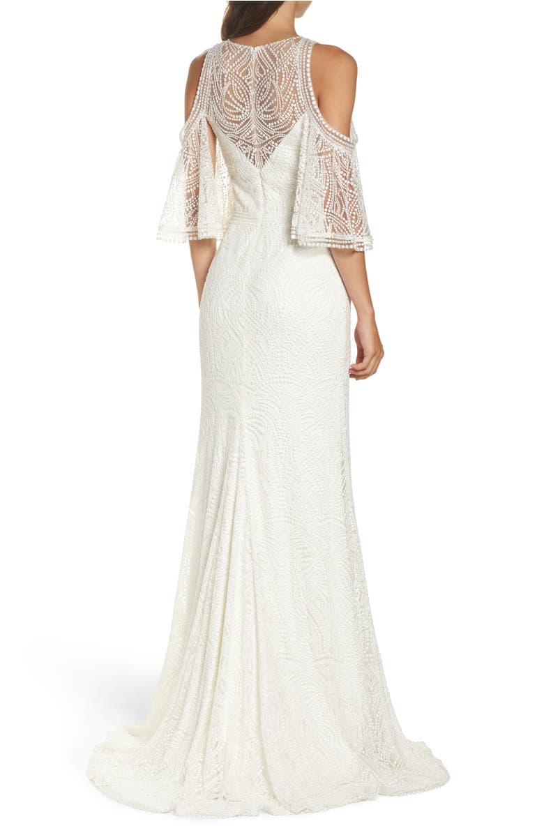 K'Mich Weddings - wedding planning - affordable dresses - Embroidered Cold Shoulder Mesh Gown TADASHI SHOJI - Nordstrom
