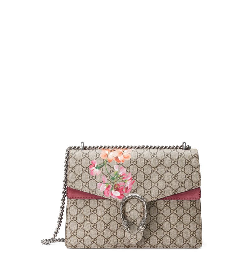 Gucci Large Floral GG Supreme Canvas & Suede Shoulder Bag | Nordstrom