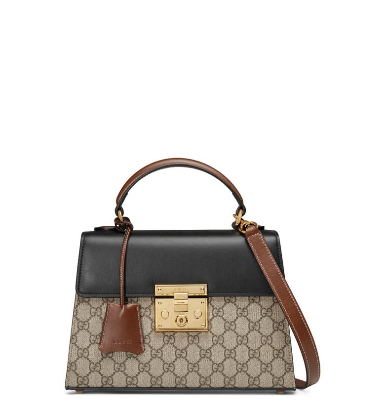 Gucci Small Padlock GG Supreme Canvas & Leather Top Handle Satchel ...