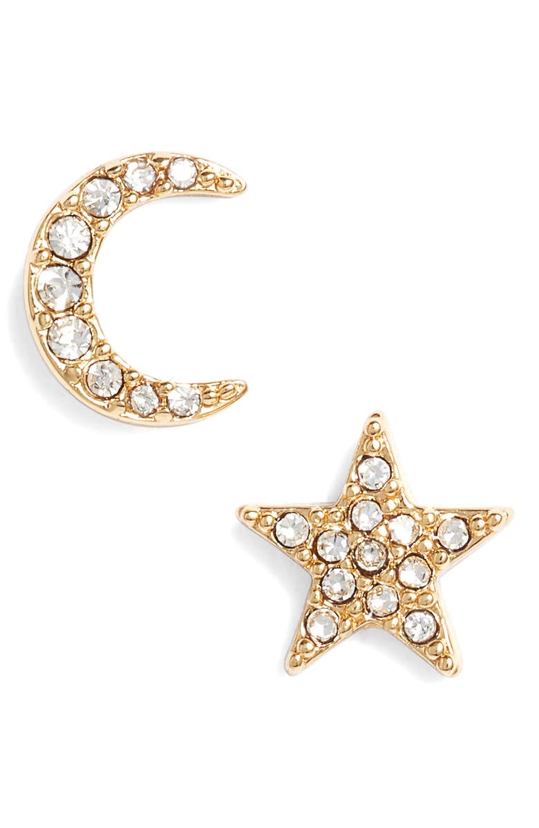 celestial stud earrings,
                        Main,
                        color, Clear/ Gold