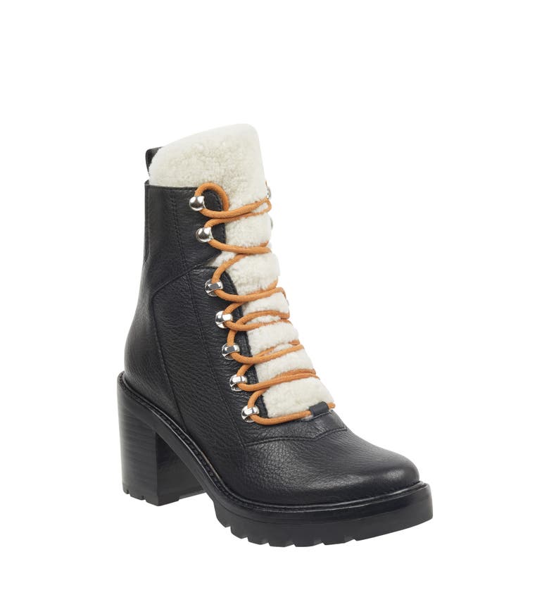 Combat Boot with Shearling Trim