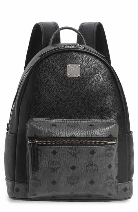 MCM Small Leather & Visetos Canvas Backpack