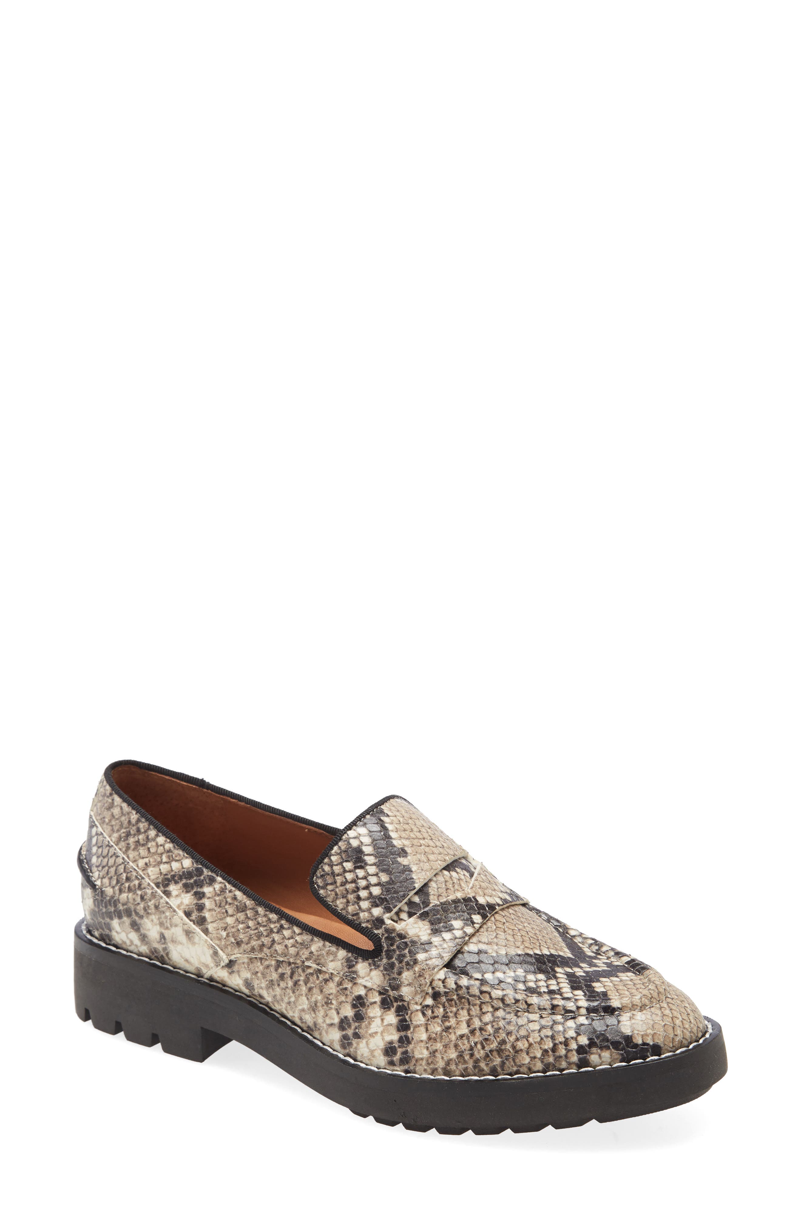 snake print loafers womens