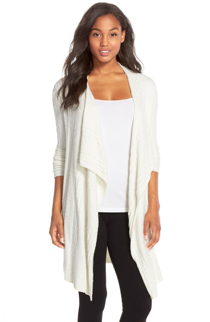Barefoot Dreams® Cable Knit Drape Front Cardigan | Nordstrom