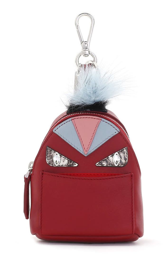 Fendi 'Monster' Genuine Fox Fur Trim Backpack Bag Charm | Nordstrom