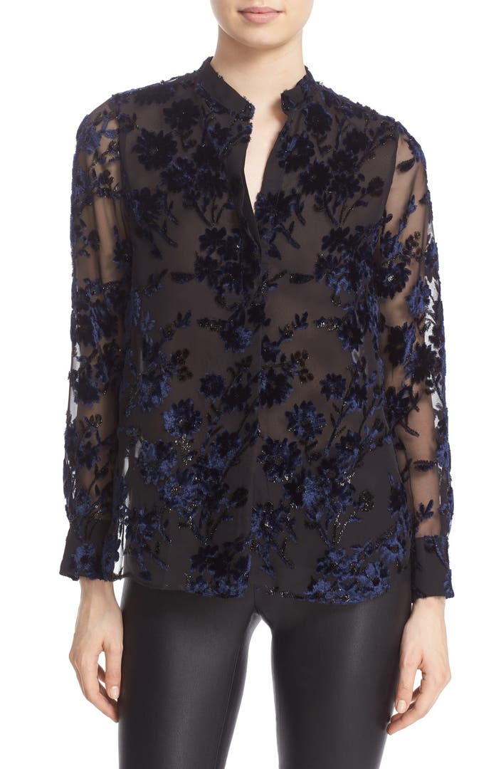Alice + Olivia 'Belle' Oversize Embroidered Chiffon Tunic | Nordstrom