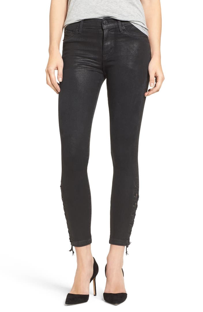 Hudson Jeans 'Nix' Lace-Up Hem Crop Skinny Jeans | Nordstrom