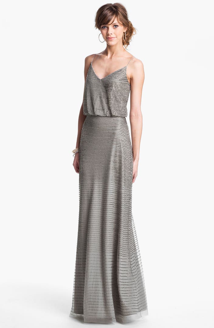 Adrianna Papell Embellished Blouson Mesh Gown | Nordstrom