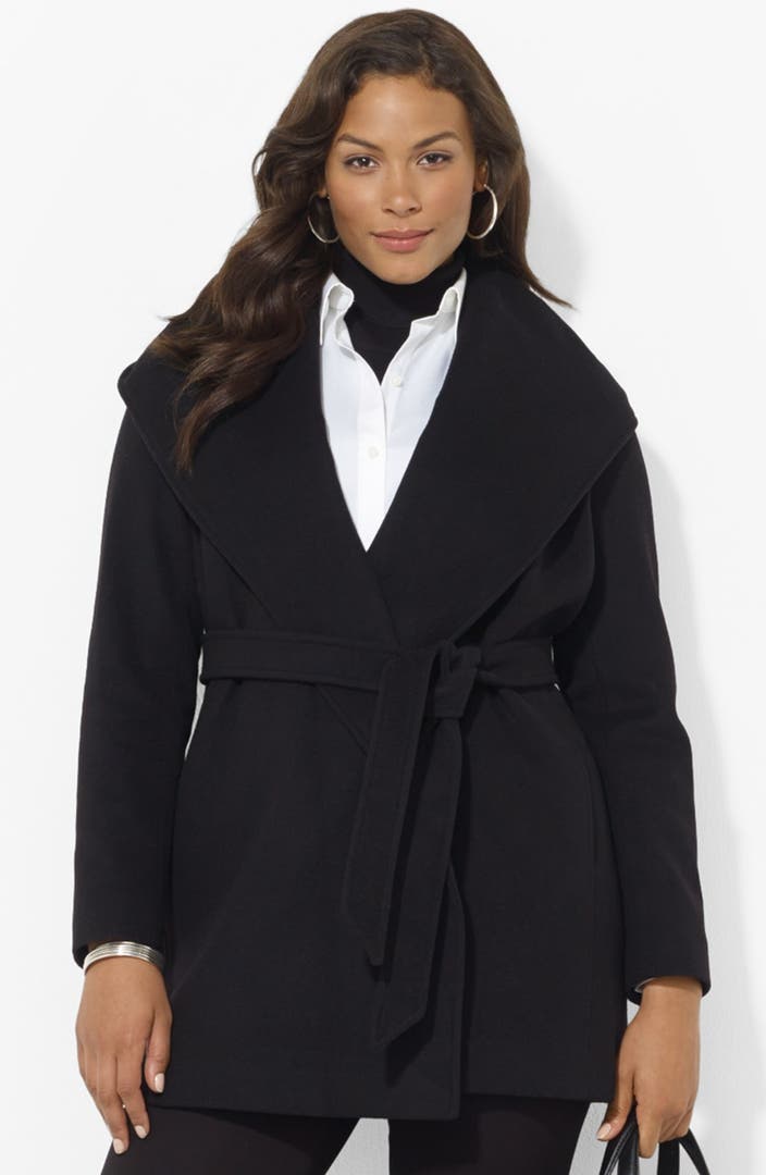 Lauren Ralph Lauren Hooded Wrap Coat (Plus Size) | Nordstrom