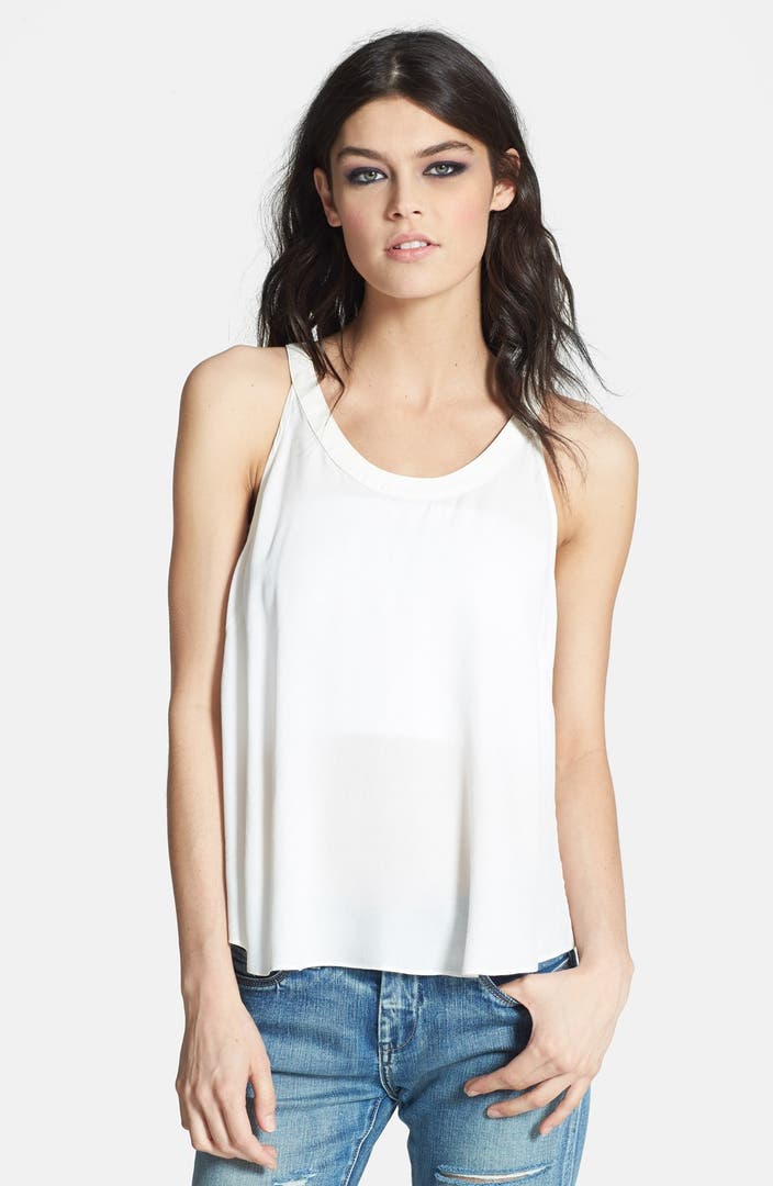 ASTR Faux Leather Trim Layered Tank | Nordstrom