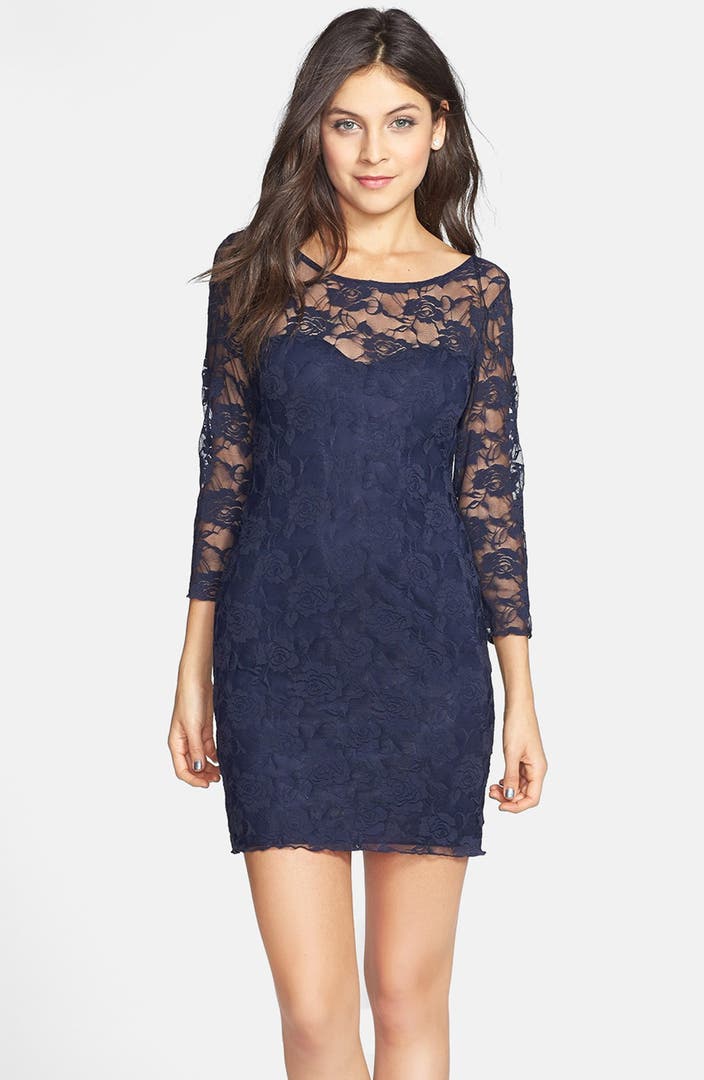 Jump Apparel Lace Overlay Body-Con Dress (Juniors) | Nordstrom