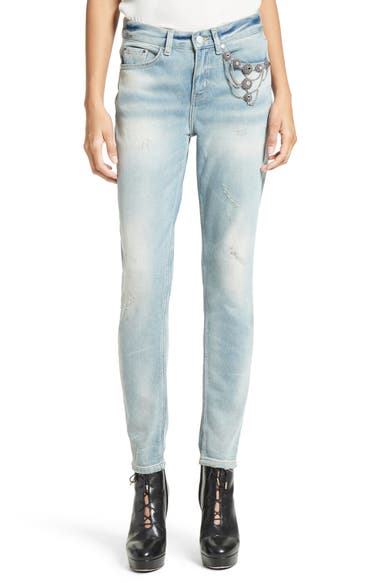 THE KOOPLES Embellished Skinny Jeans, Blue | ModeSens