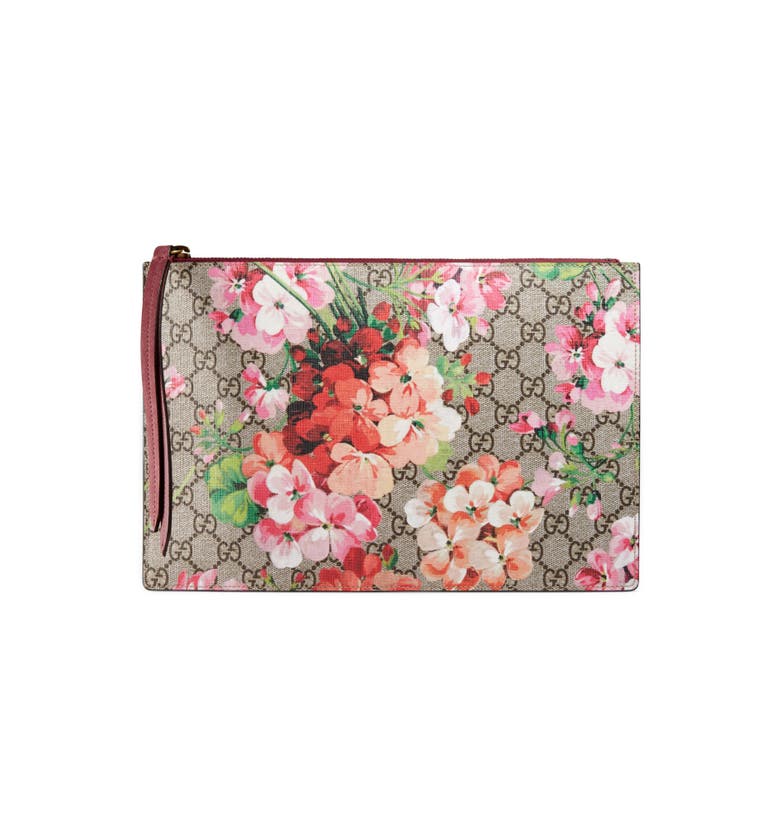 Gucci GG Blooms Large Canvas & Suede Pouch Nordstrom