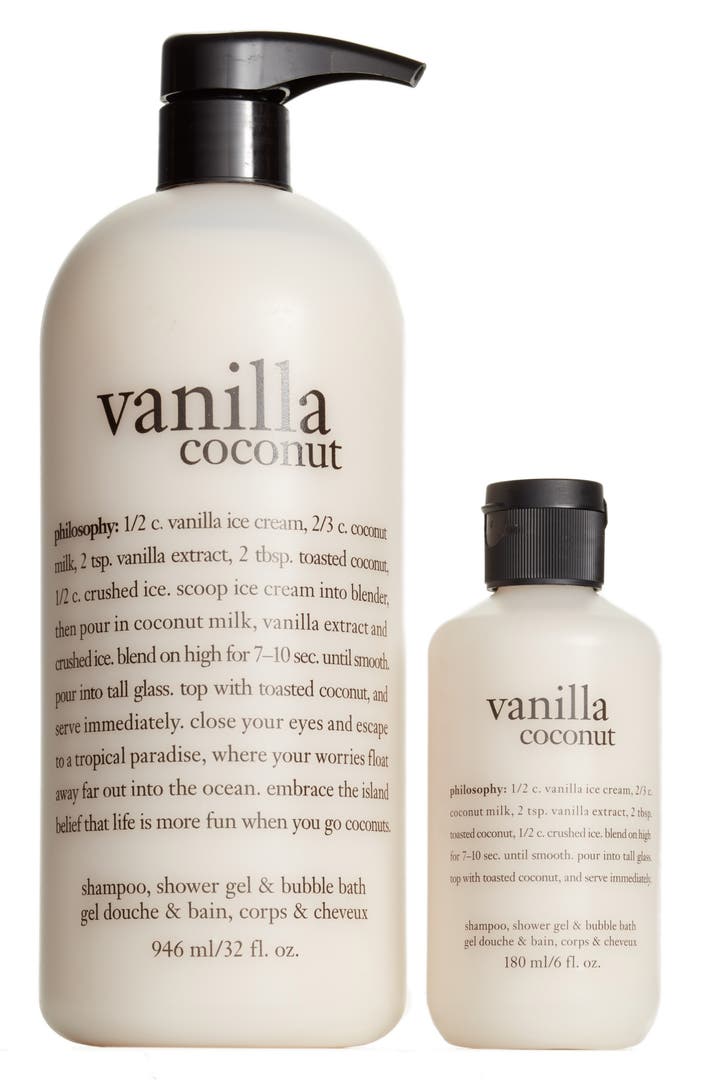 philosophy vanilla coconut shampoo, shower gel & bubble bath duo ...