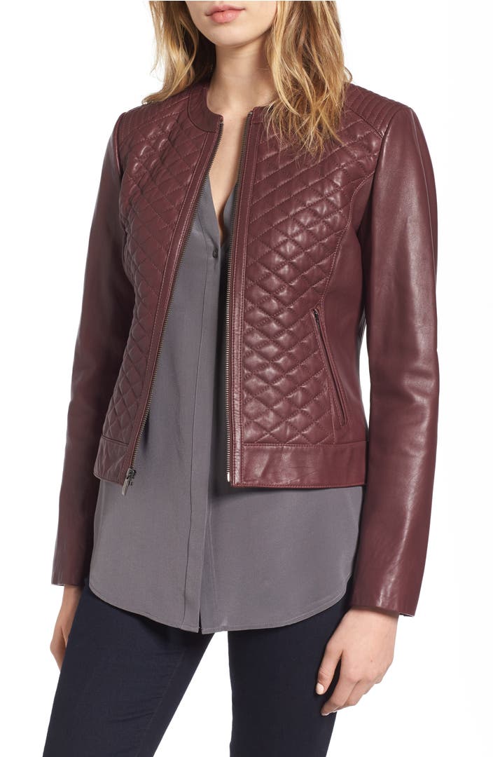 Cole Haan Quilted Leather Moto Jacket | Nordstrom