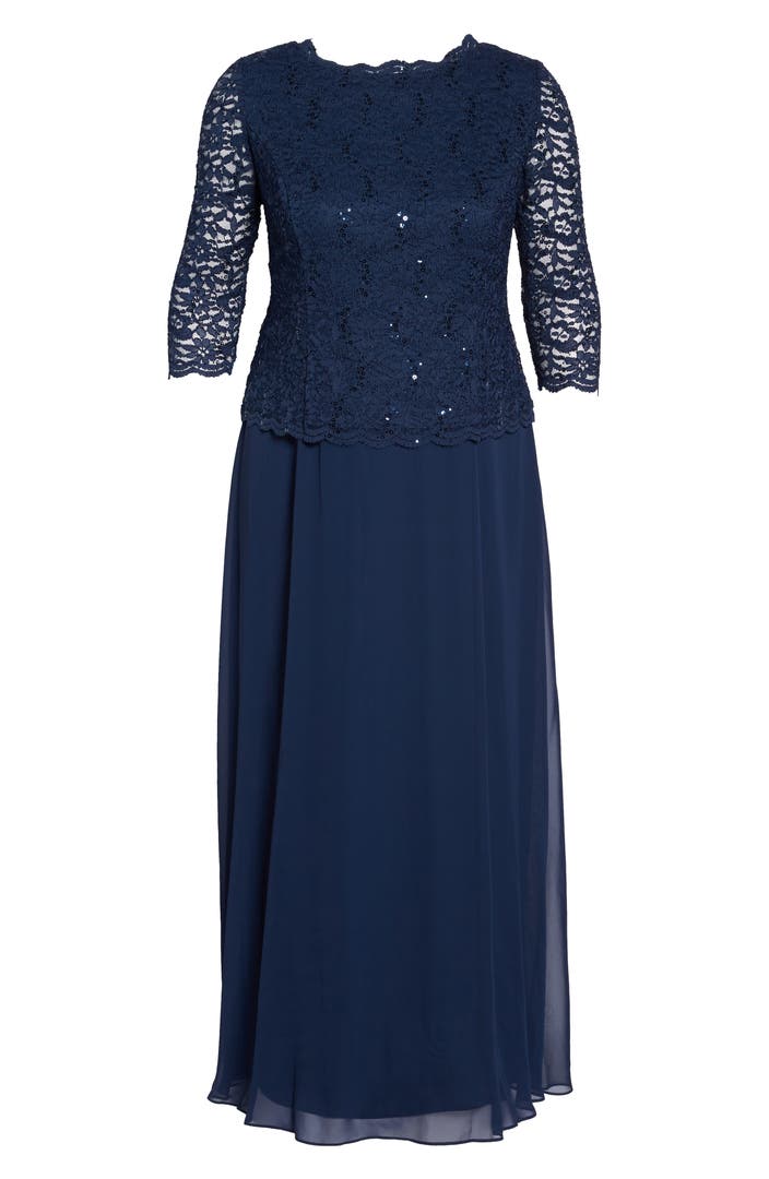 Alex Evenings Embellished Lace & Chiffon Gown (Plus Size) | Nordstrom