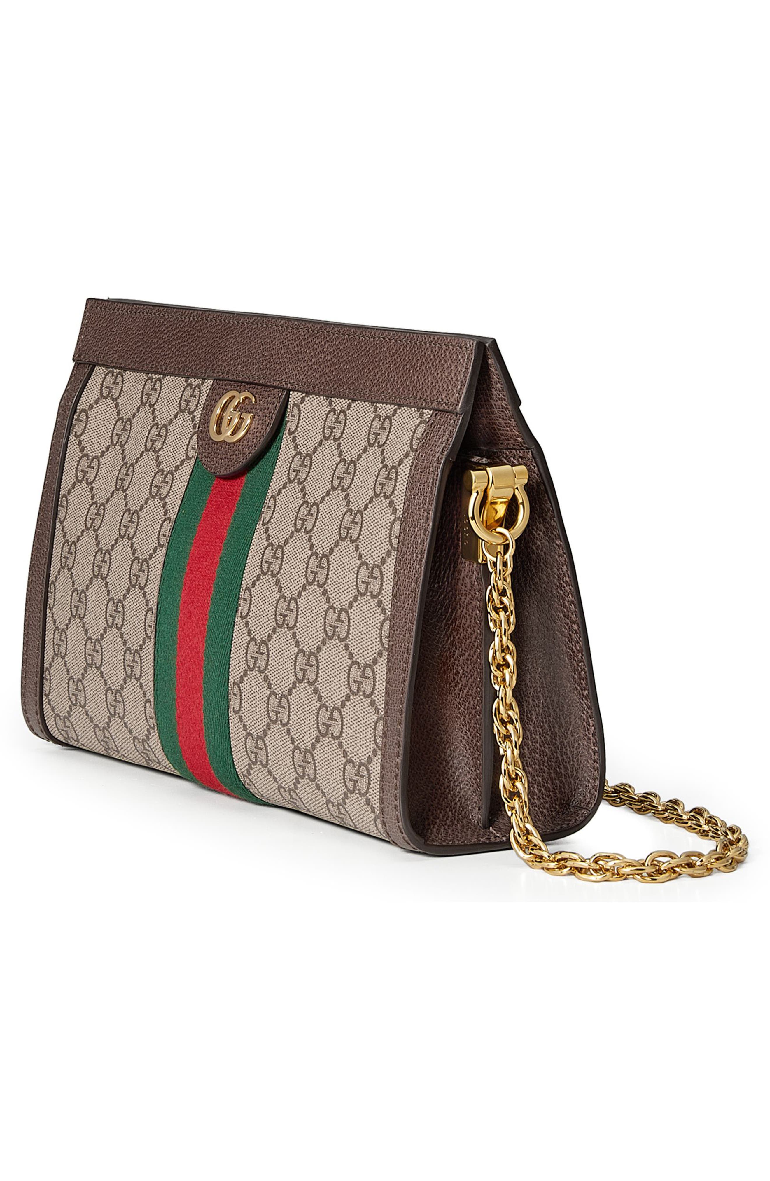GUCCI Ophidia Textured Leather-Trimmed Printed Coated-Canvas Shoulder Bag, Brown | ModeSens
