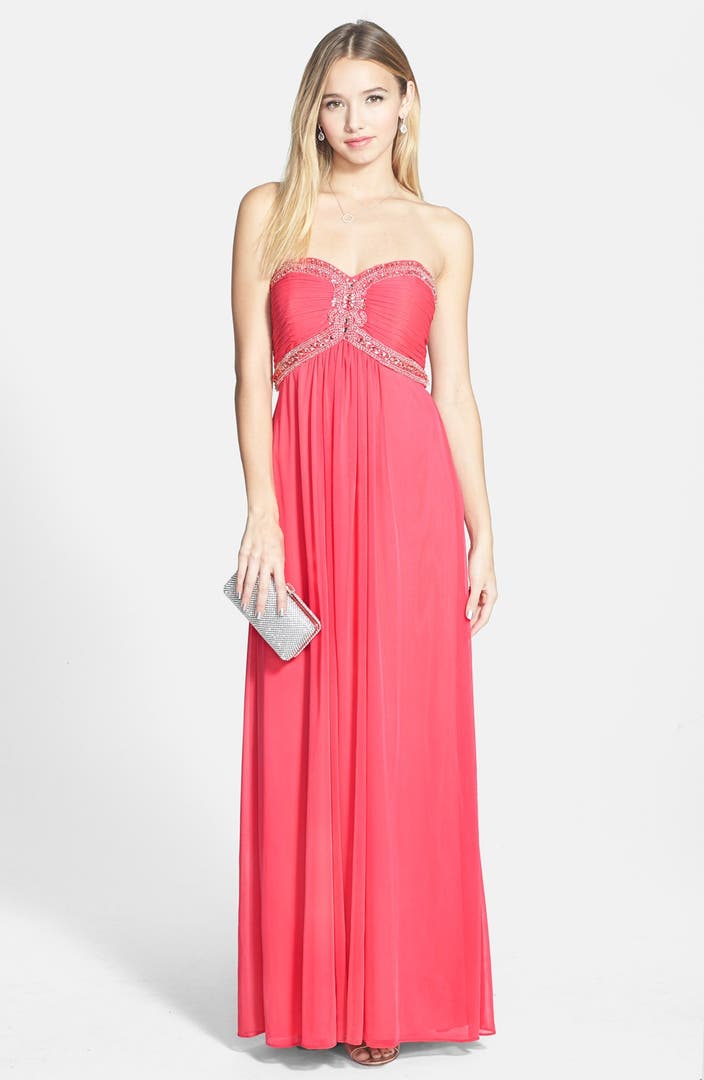 Xscape Beaded Jersey Strapless Gown | Nordstrom